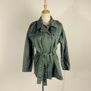 ATHLETA x DEREK LAM 10C Greenwich Belted Utility Jacket Drab Army Olive Green S